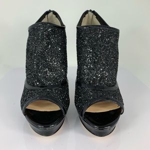 Jerome Rousseau Black Glitter Platform Heel
